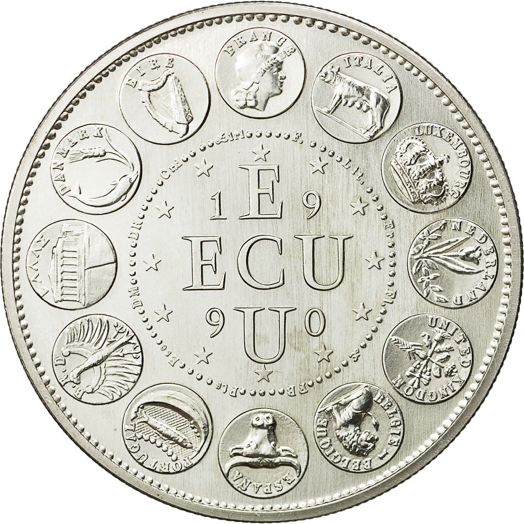France, Medal, Ecu Europa, 1990, Rodier, MS(64), Silver