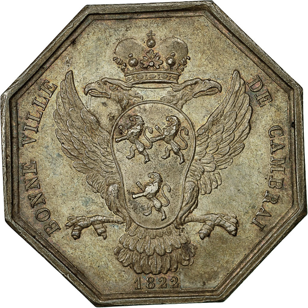 France, Token, Louis XVIII, Bonne Ville de Cambrai, 1822, Barre, AU(55-58)