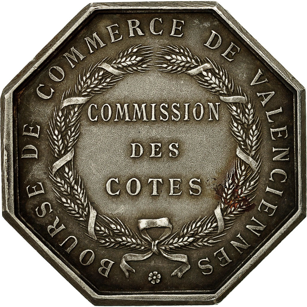 France, Jeton, Bourse de Commerce de Valenciennes, Domard, AU(55-58), Silver