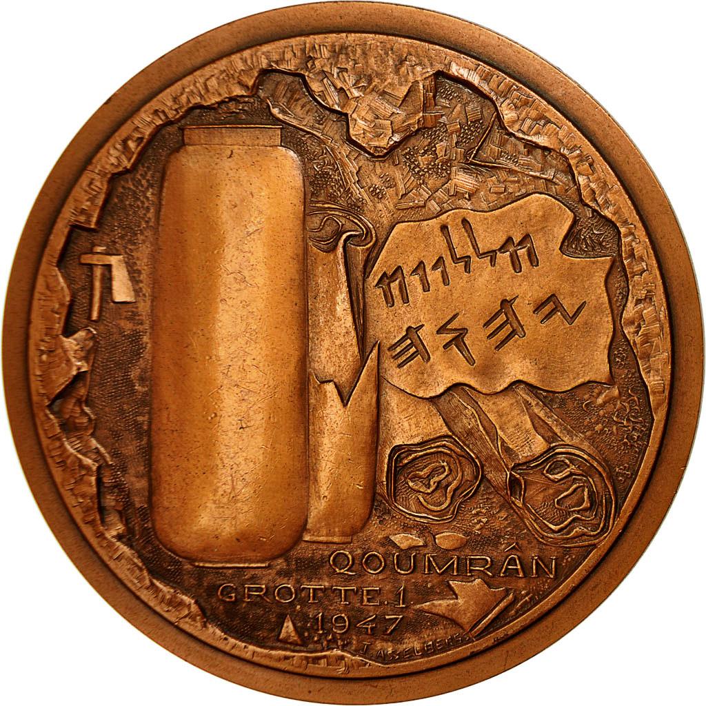 France, Medal, Les Manuscrits de la Mer Morte, 1974, Asselberg, MS(63), Copper