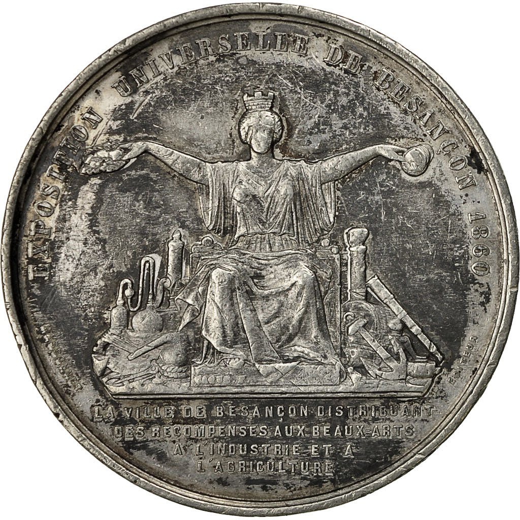 Francja, Medal, Exposition Universelle de Besançon, 1860, Caqué, AU(50-53)