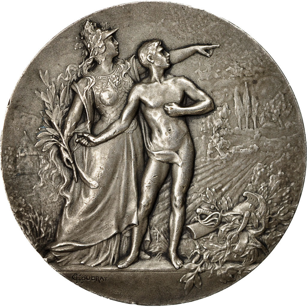 France, Medal, Prix de Tir, XIX ème, Coudray, MS(60-62), Silvered bronze