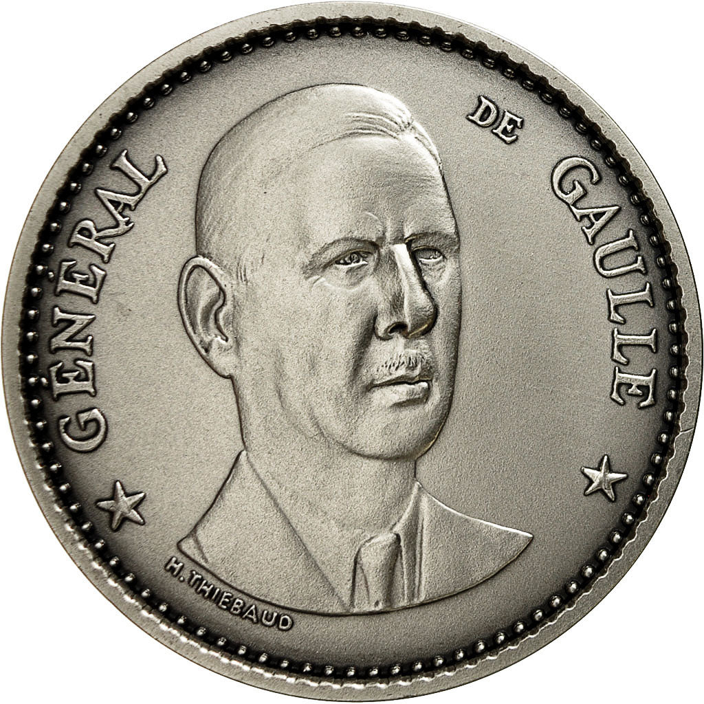 Francja, Medal, Général De Gaulle, Thiébaud, MS(64), Brąz posrebrzany