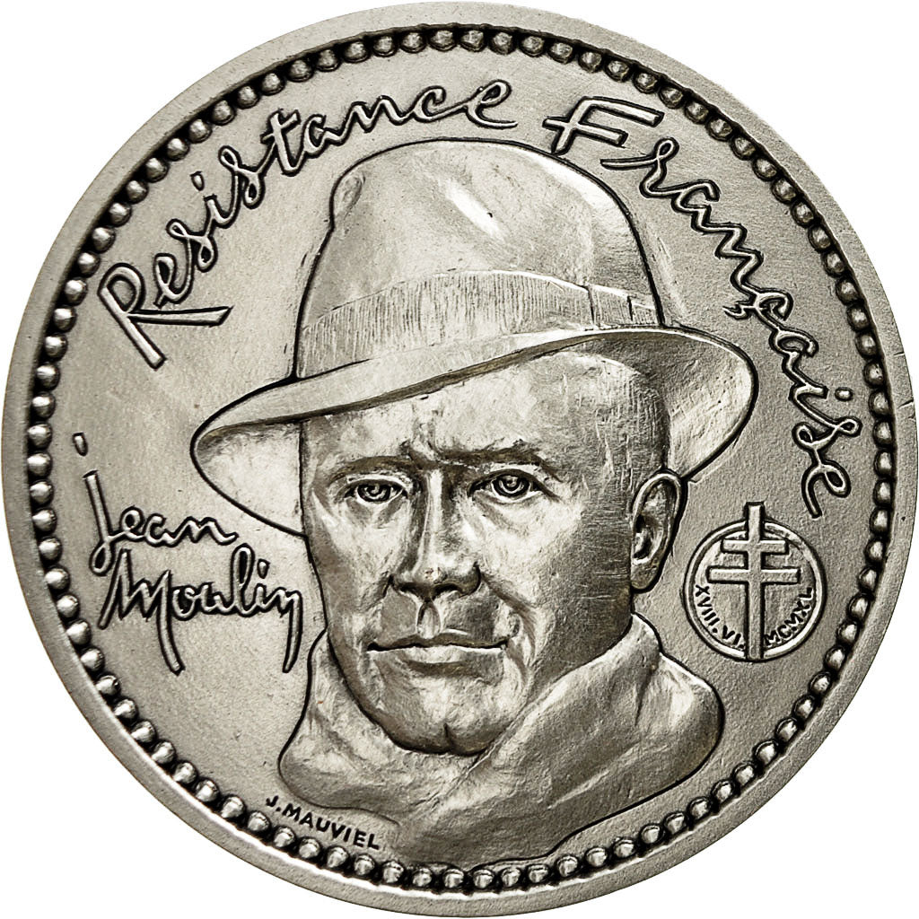France, Medal, Résistance française, Jean Moulin, Mauviel, MS(64), Silvered