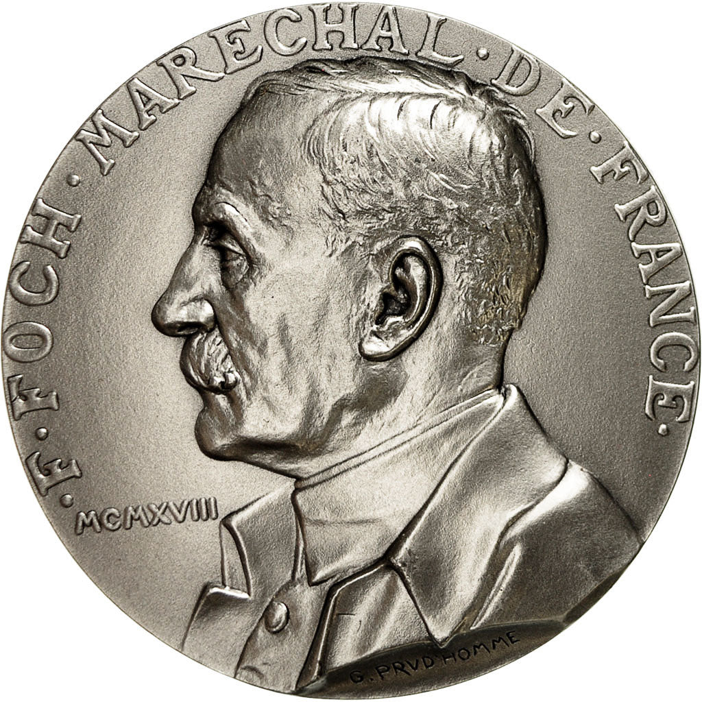 Francia, Medal, F. Foch, Maréchal de France, Prud'homme.G, SC+, Bronce plateado