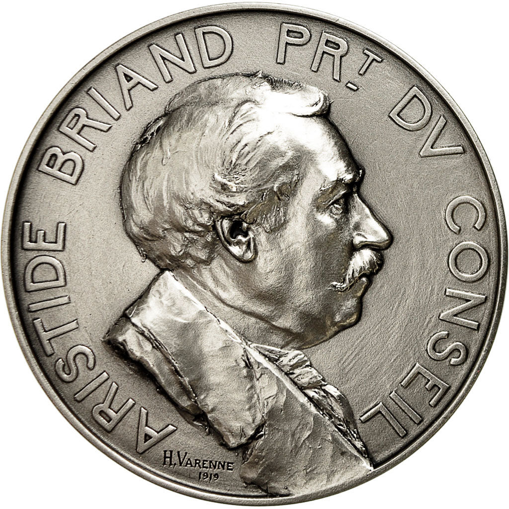 Francia, Medal, Aristide Briand, Varenne, SC+, Bronce plateado