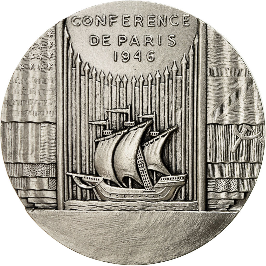 Frankrijk, Medal, COnférence de Paris de 1946, UNC, Silvered bronze