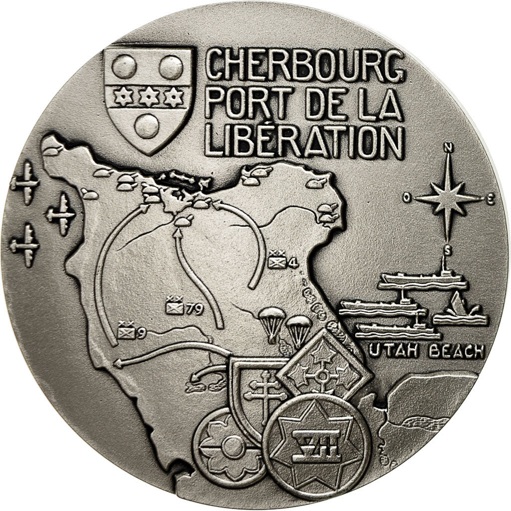 France, Medal, Cherbourg Port de la Libération, SPL+, Silvered bronze