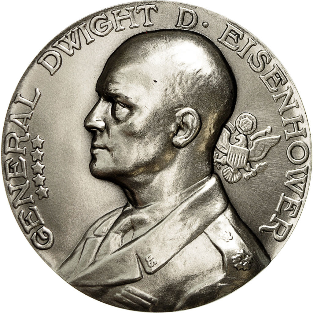 France, Medal, General Dwight D. Eisenhower, MS(64), Silvered bronze