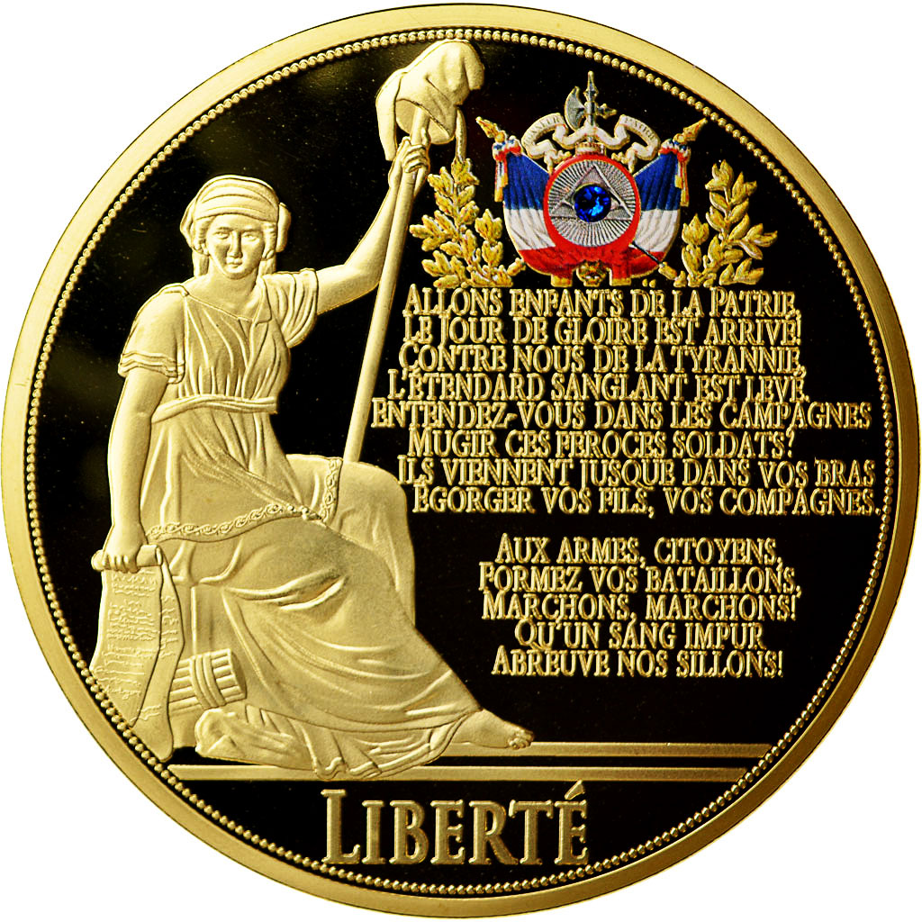 Francia, Medal, Liberté, La Marseillaise, SC+, Copper Plated Silver