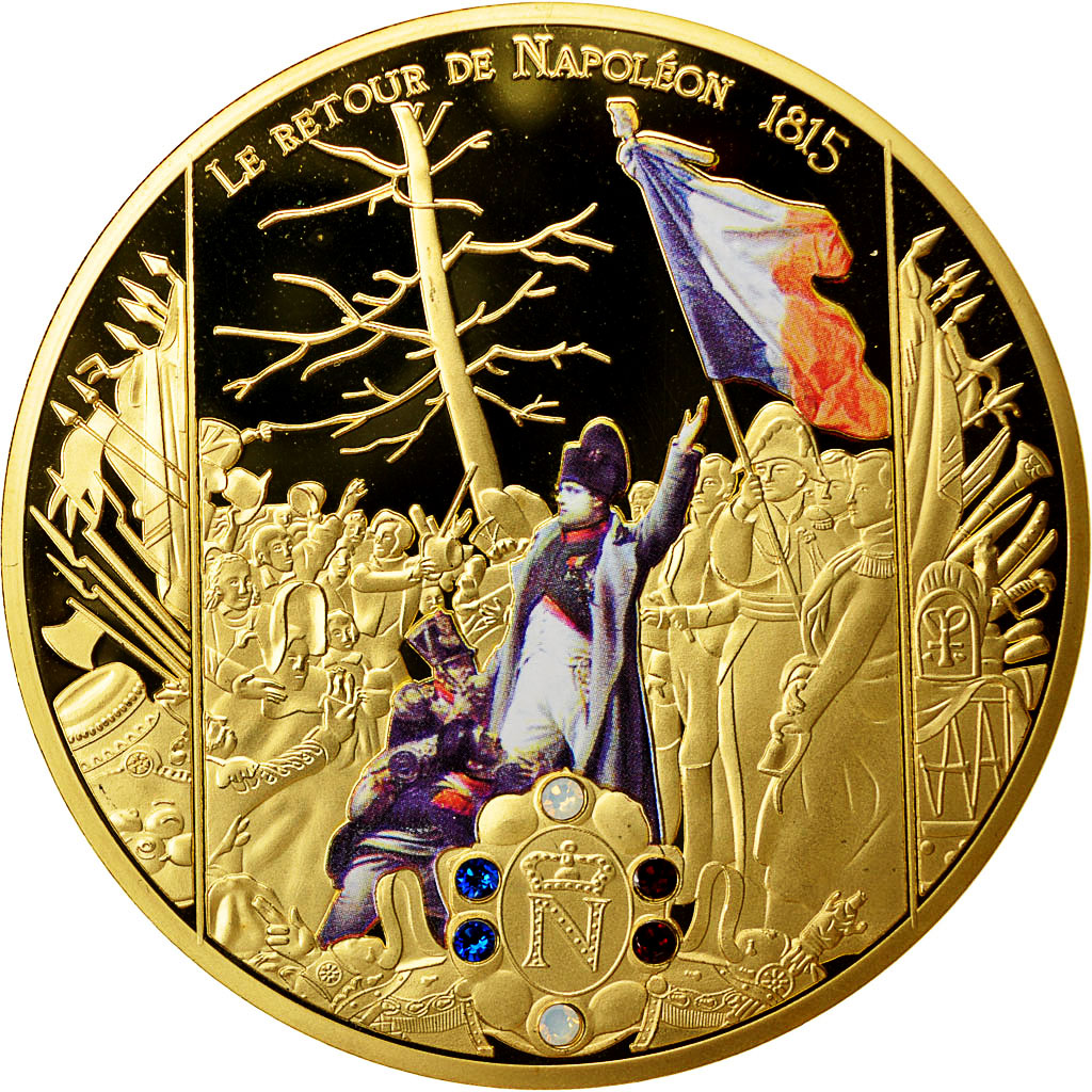 France, Medal, Le Retour de Napoléon, 1815, MS(64), Copper Plated Silver