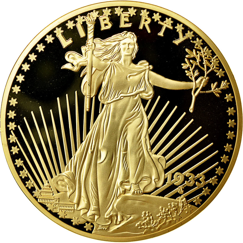 Francja, Medal, Twenty Dollars Liberty, MS(64), Miedź platerowana srebrem