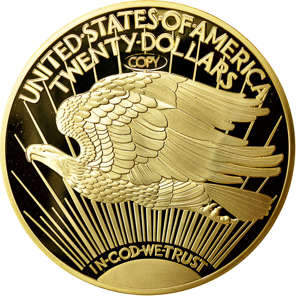 Francja, Medal, Twenty Dollars Liberty, MS(64), Miedź platerowana srebrem