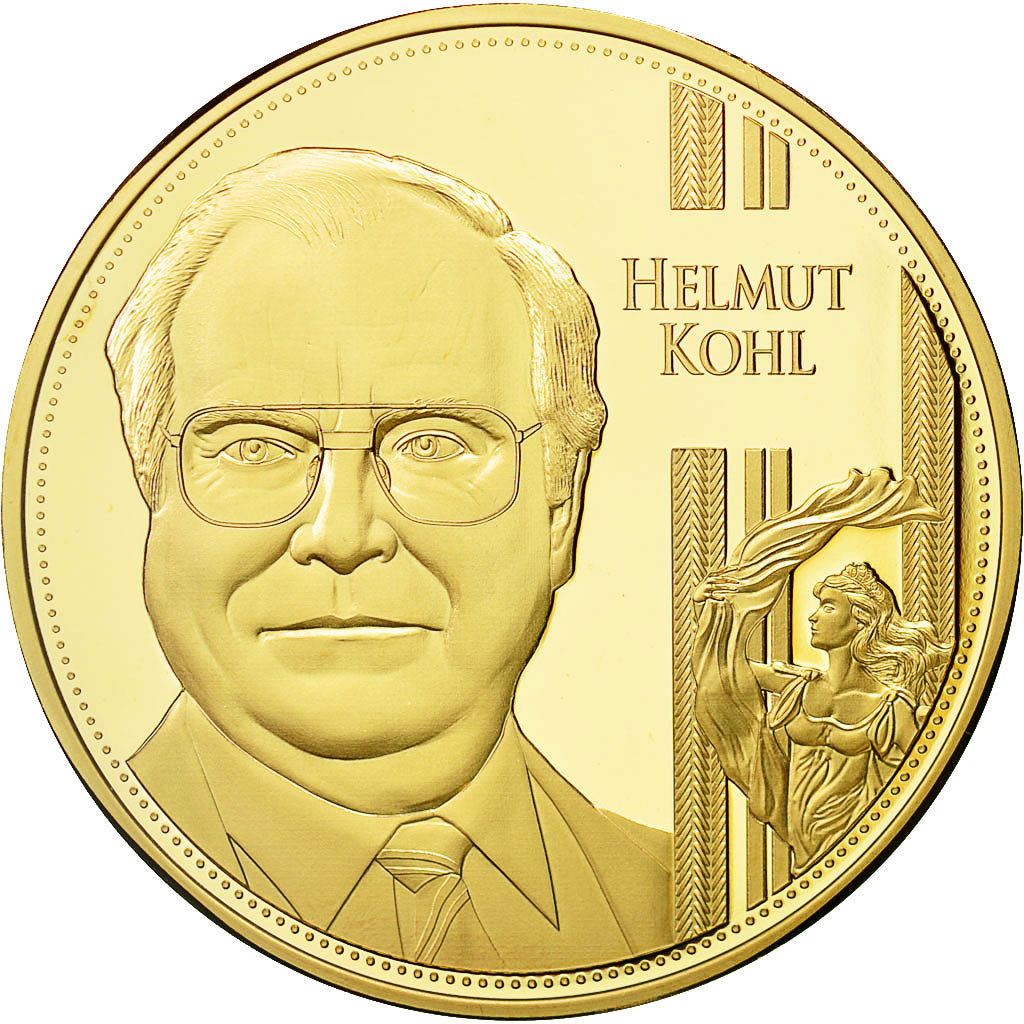 Frankrijk, Medal, Helmut Kohl, UNC, Verzilverd koper