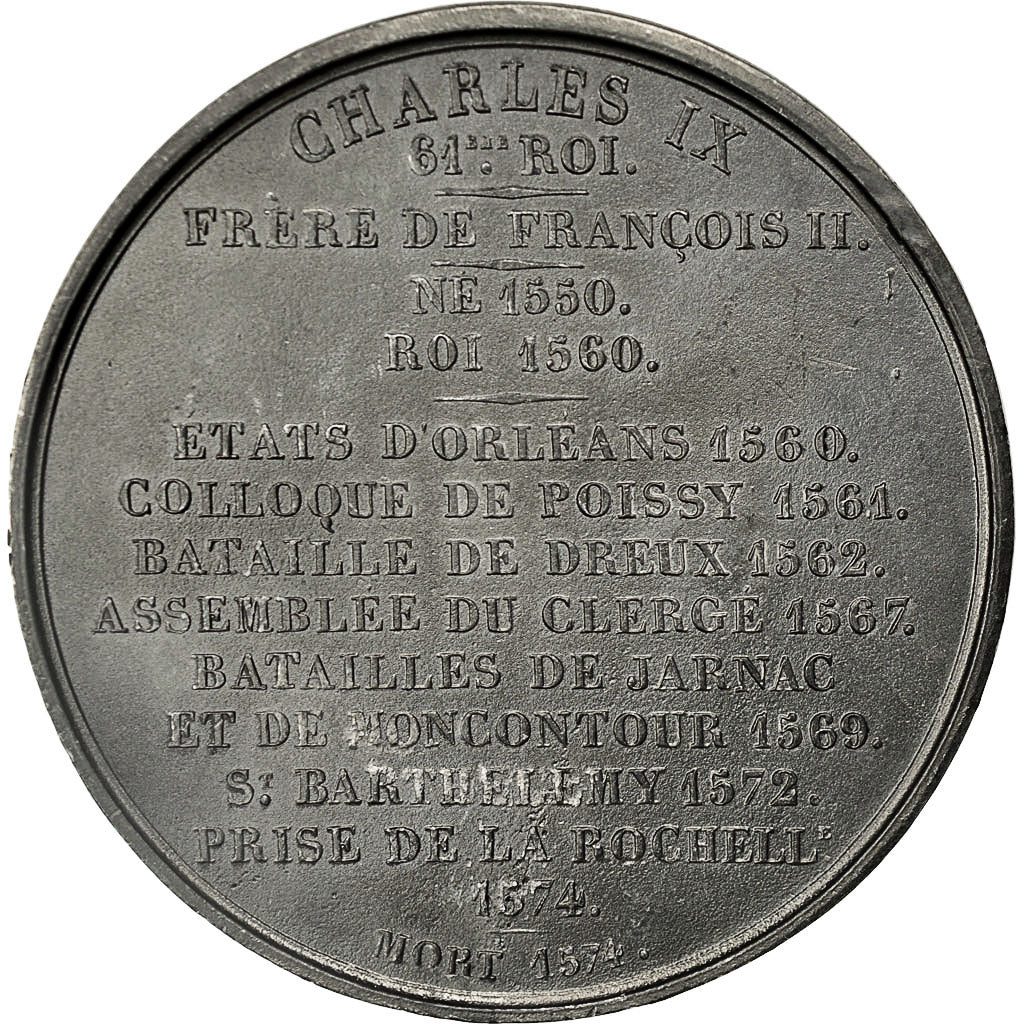 France, Medal, Les Rois de France, Charles IX, Caqué, SPL, Tin