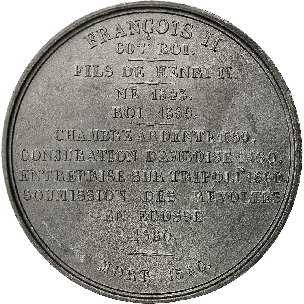 France, Medal, Les Rois de France, François II, Caqué, MS(63), Tin