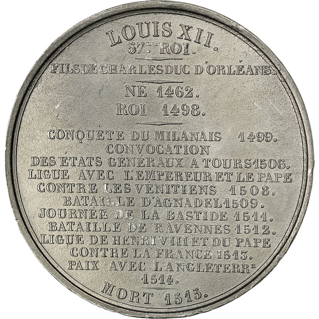 France, Medal, Les Rois de France, Louis XII, Caqué, SPL, Tin