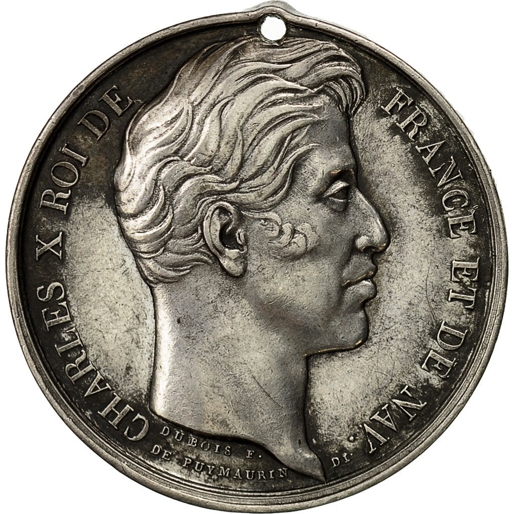 France, Medal, Charles X, Passage du roi à Valenciennes, 1827, Barre