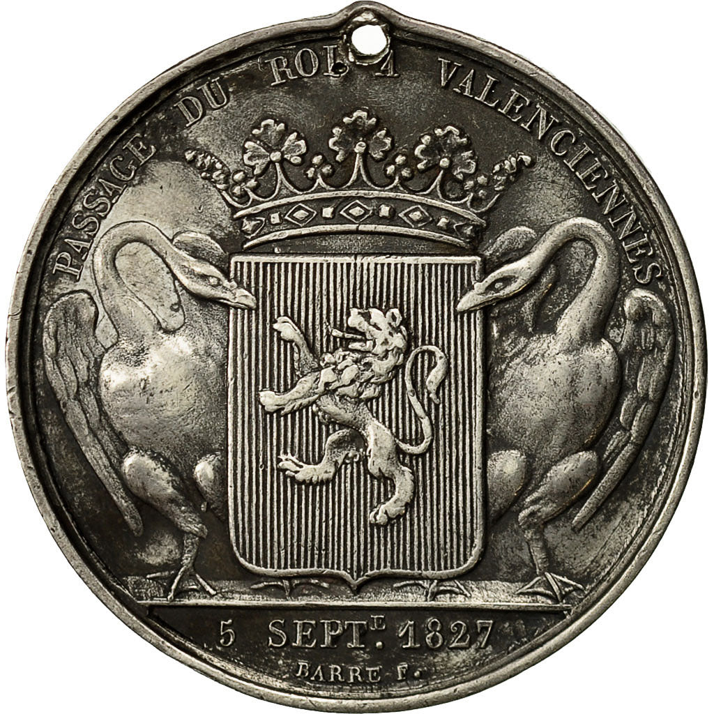France, Medal, Charles X, Passage du roi à Valenciennes, 1827, Barre