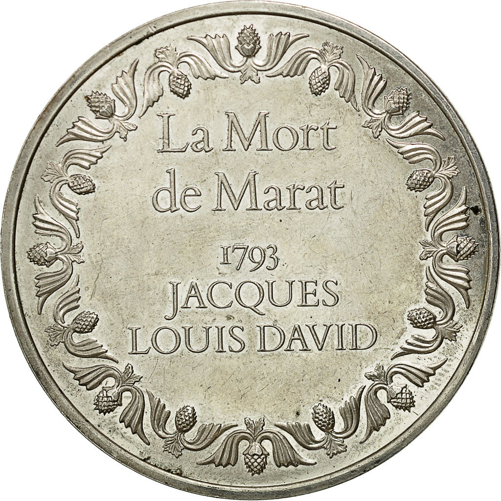 France, Medal, La Mort de Marat, 1793, David, MS(63), Silver