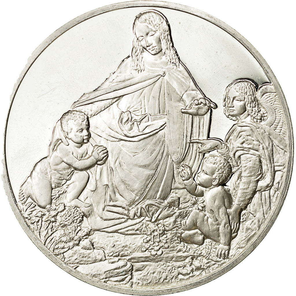 Francia, Medal, La Vierge au Rocher, 1485, Léonard de Vinci, J H D, SC, Plata