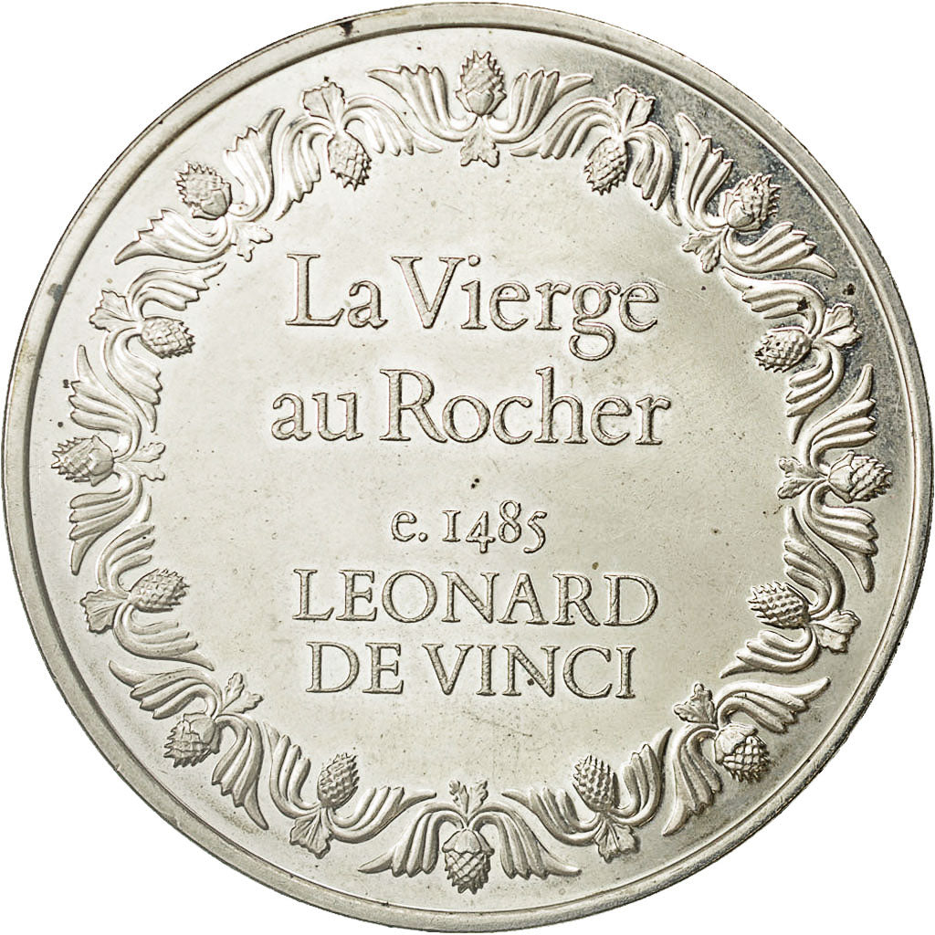 Francia, Medal, La Vierge au Rocher, 1485, Léonard de Vinci, J H D, SC, Plata