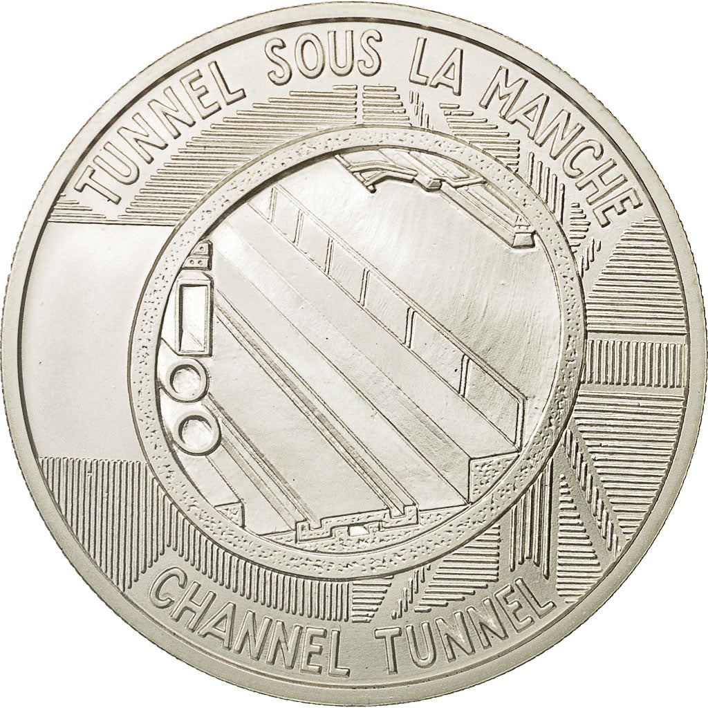 France, Medal, Tunnel sous la Manche - First Junction, 1990, MS(63), Silver