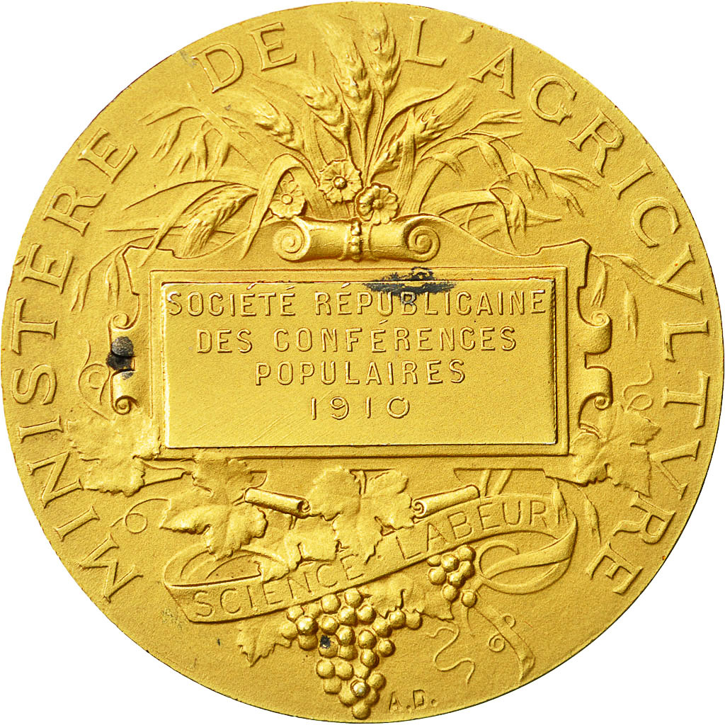 Frankrijk, Medal, République Française, Ministère de l'agriculture, 1910