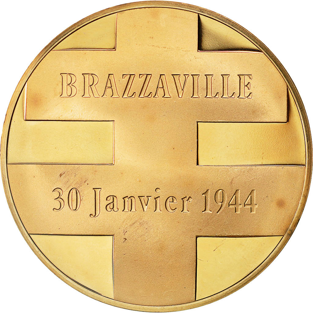 Frankrijk, Medal, Hommage au Général de Gaulle, Brazzaville 1944, UNC-, Bronze