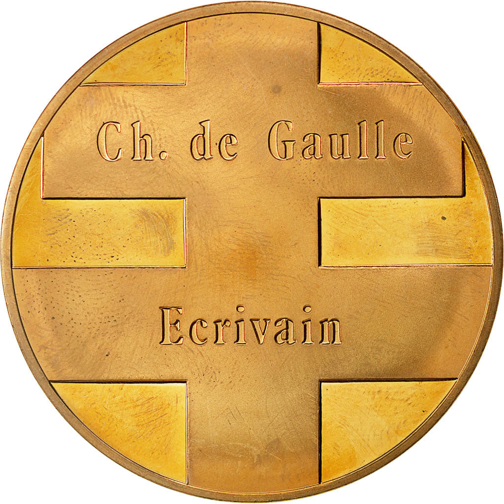 France, Medal, Hommage au Général de Gaulle, Ecrivain, MS(63), Bronze