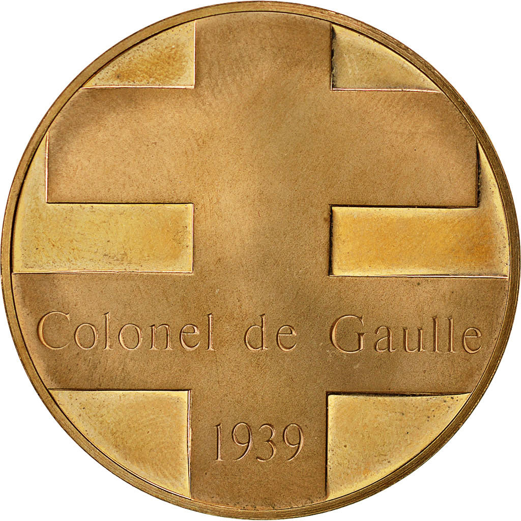 France, Medal, Hommage au Général de Gaulle, Colonel 1939, MS(63), Bronze