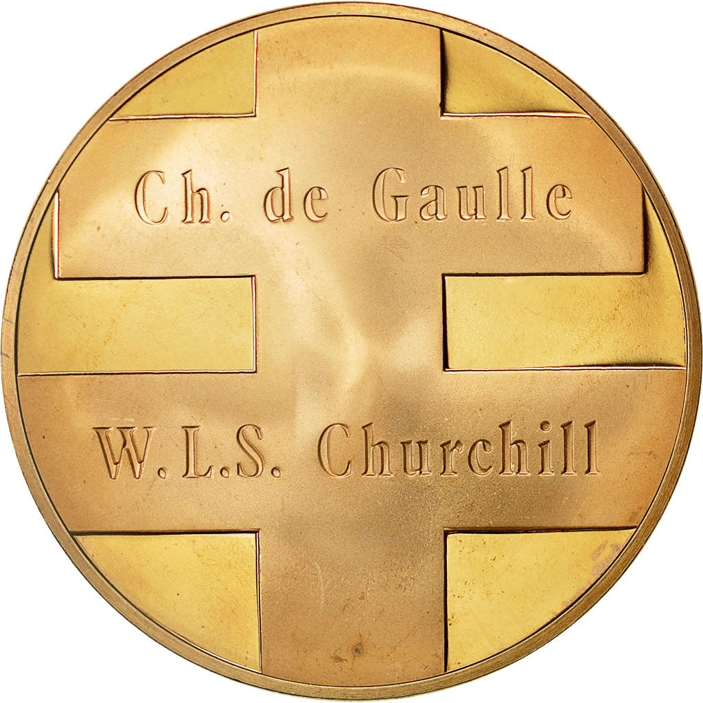 France, Medal, Hommage au Général de Gaulle, Churchill, Torcheux, MS(63)