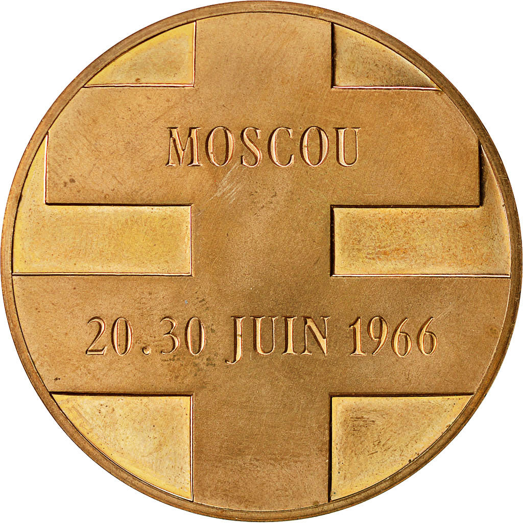 France, Medal, Hommage au Général de Gaulle, Moscou 1966, MS(63), Bronze