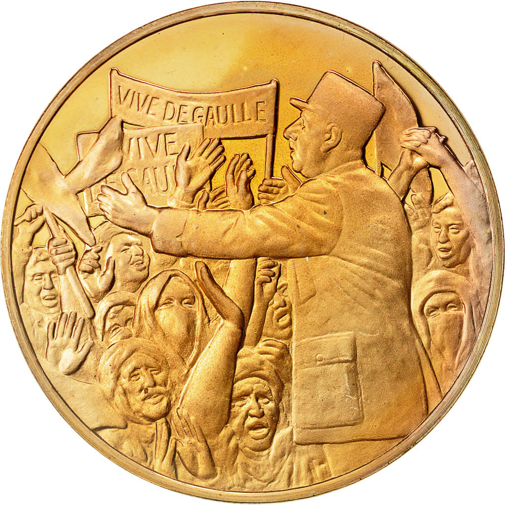 France, Medal, Hommage au Général de Gaulle, L'Algérie, MS(63), Bronze