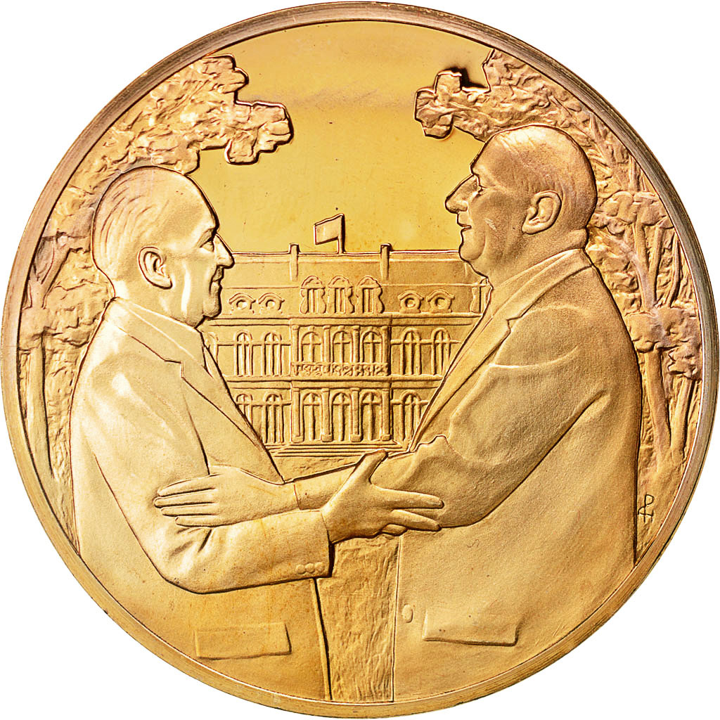 France, Medal, Hommage au Général de Gaulle, Adenauer, MS(63), Bronze