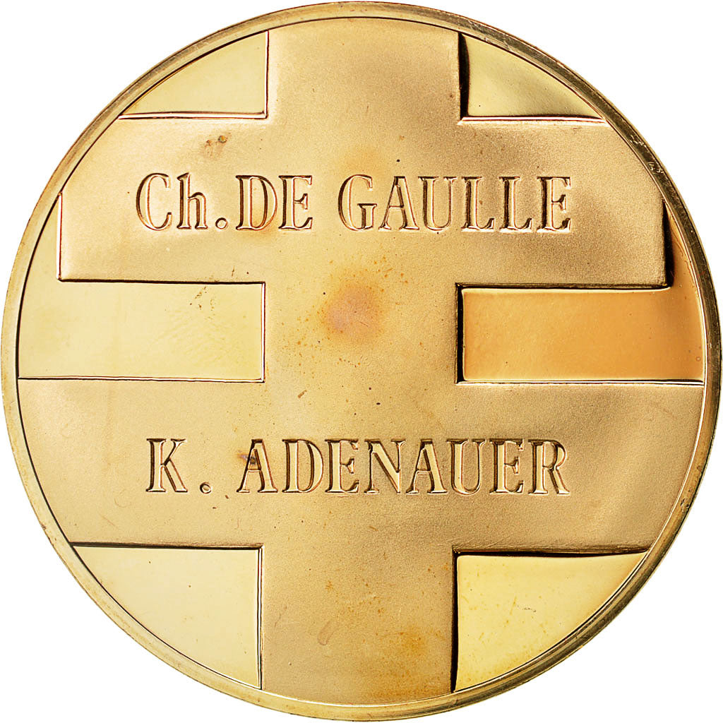 France, Medal, Hommage au Général de Gaulle, Adenauer, MS(63), Bronze