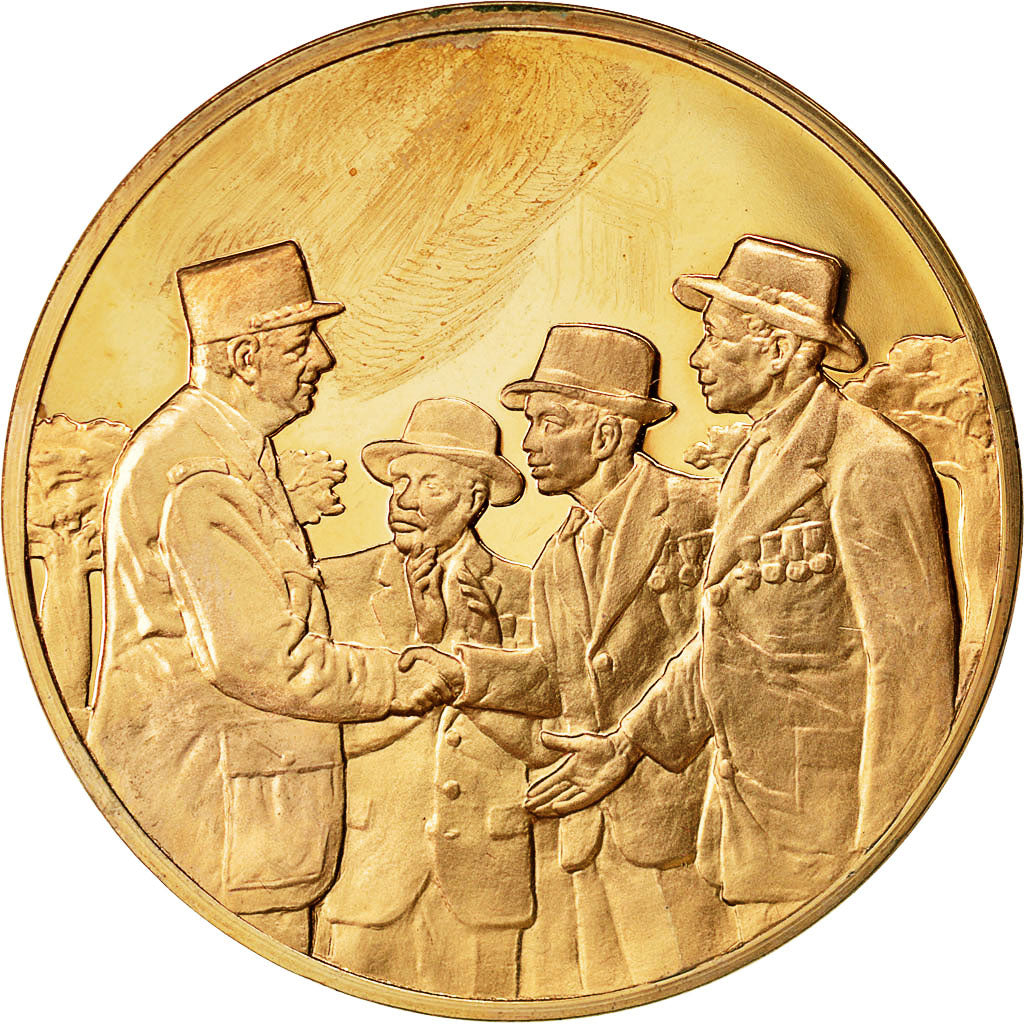 Francia, Medal, Hommage au Général de Gaulle, Madagascar 1959, SC, Bronce