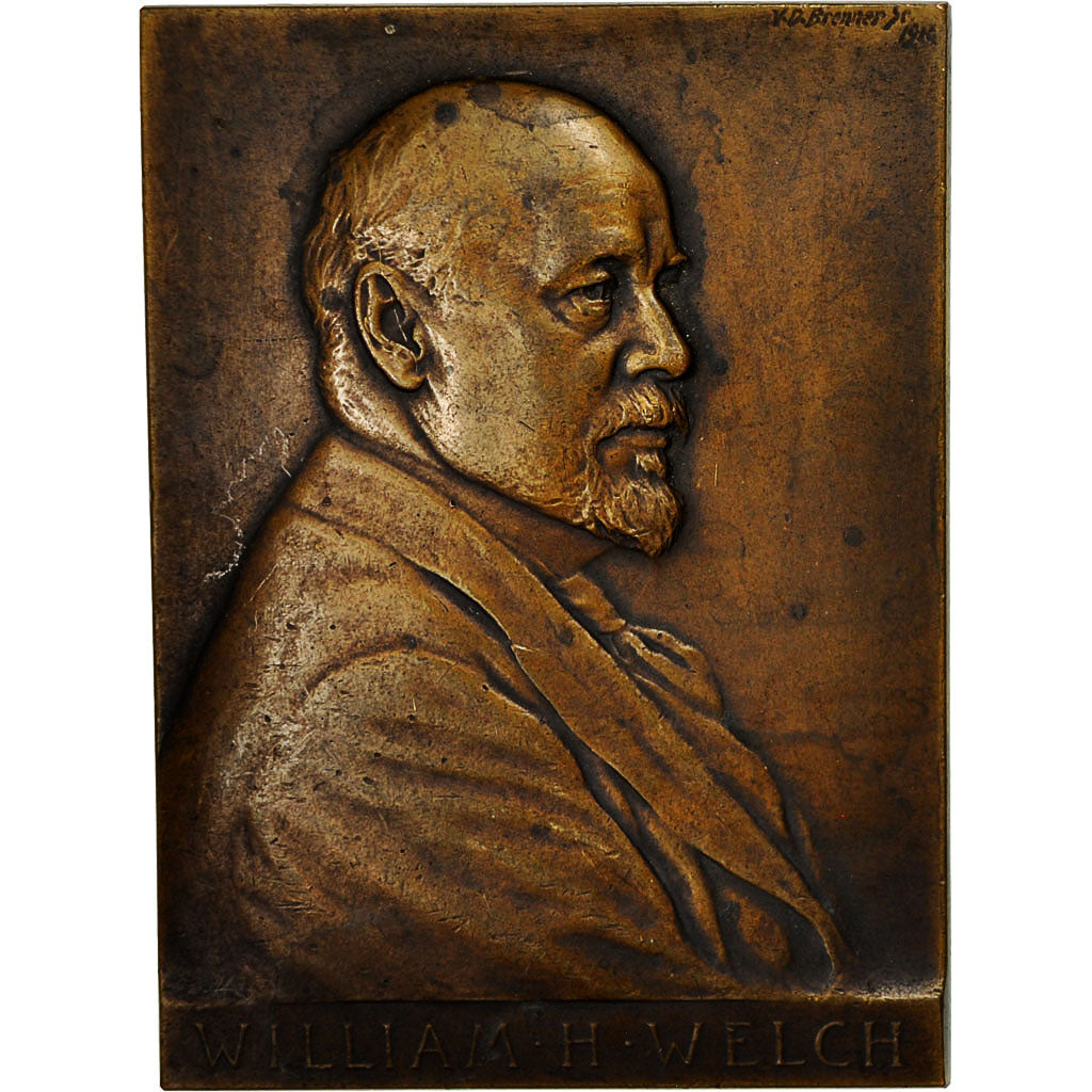 France, Medal, William.H.Welch, 1914, Brenner, TTB, Bronze