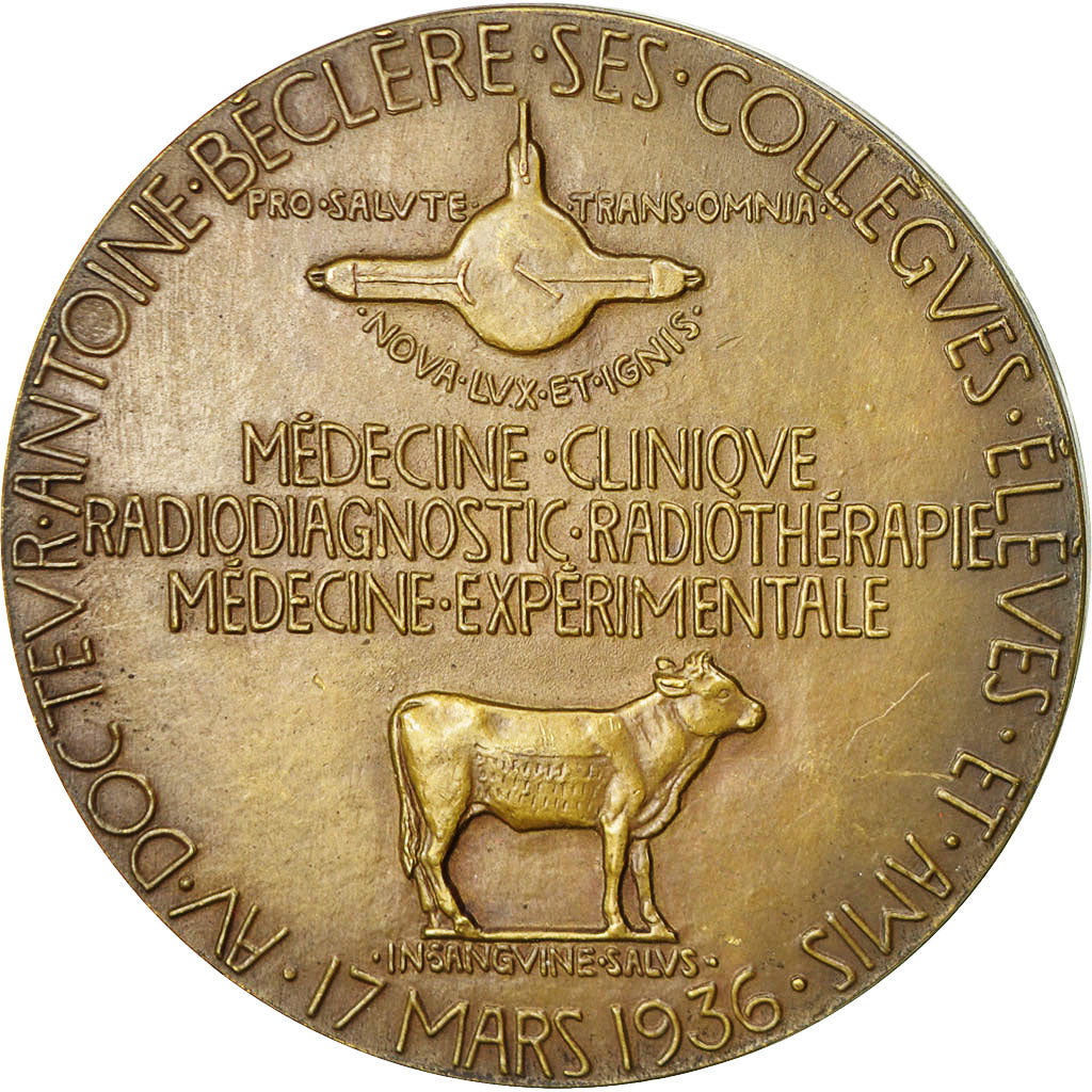 France, Medal, Professeur Antoine Béclère, Radiologie, 1936, Dropsy, MS(63)