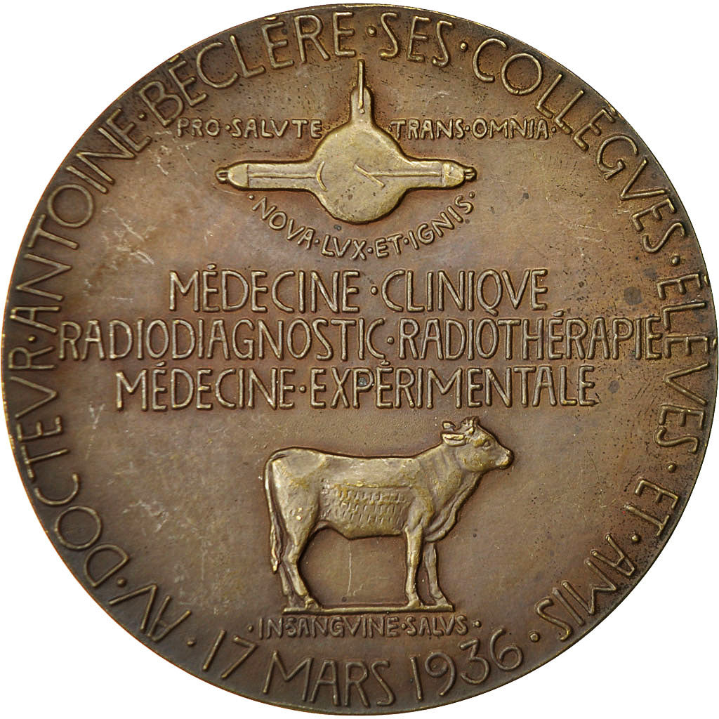 France, Medal, Professeur Antoine Béclère, Radiologie, 1936, Dropsy, MS(63)