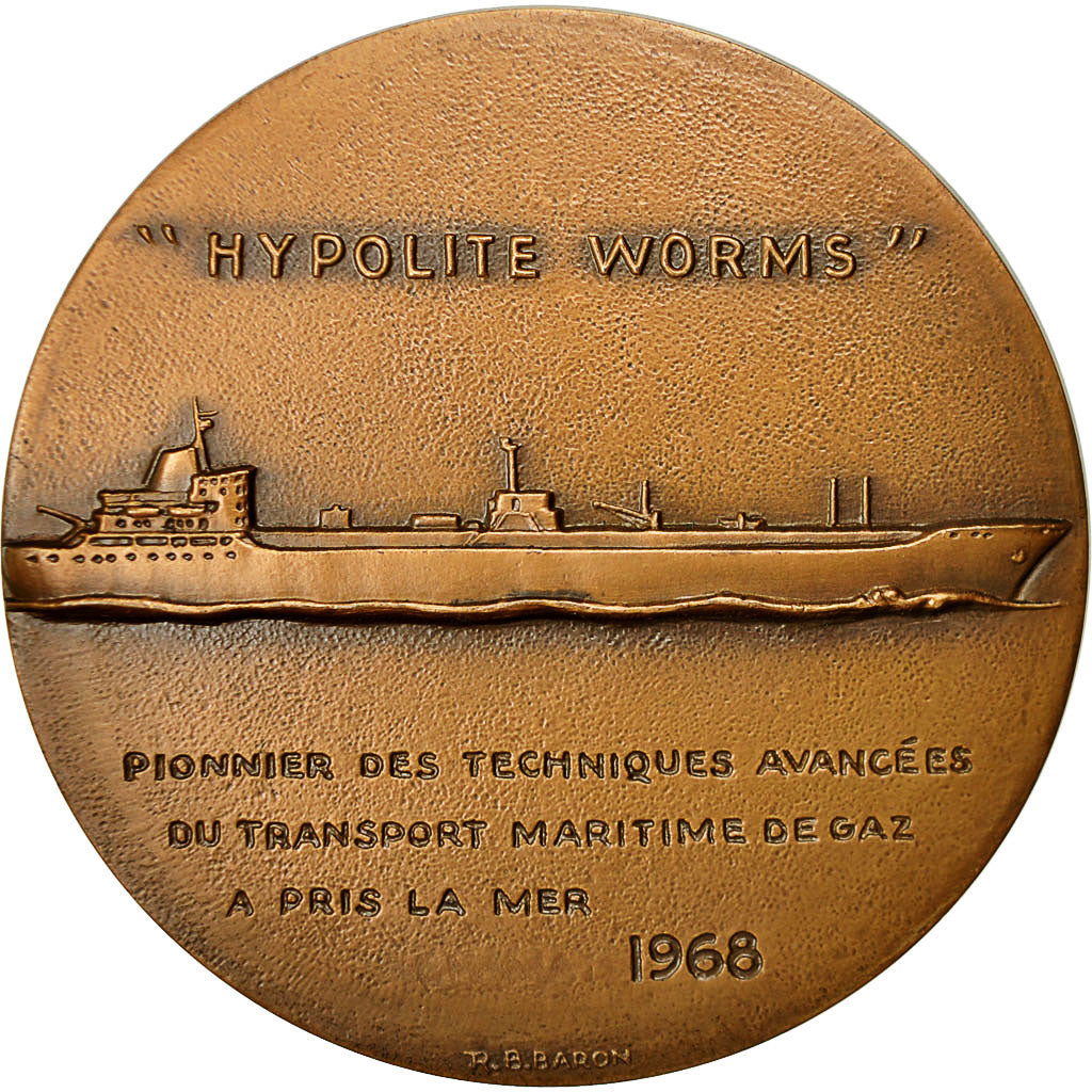 France, Medal, Hypolite Worms, Transport Maritime de Gaz, 1969, Baron