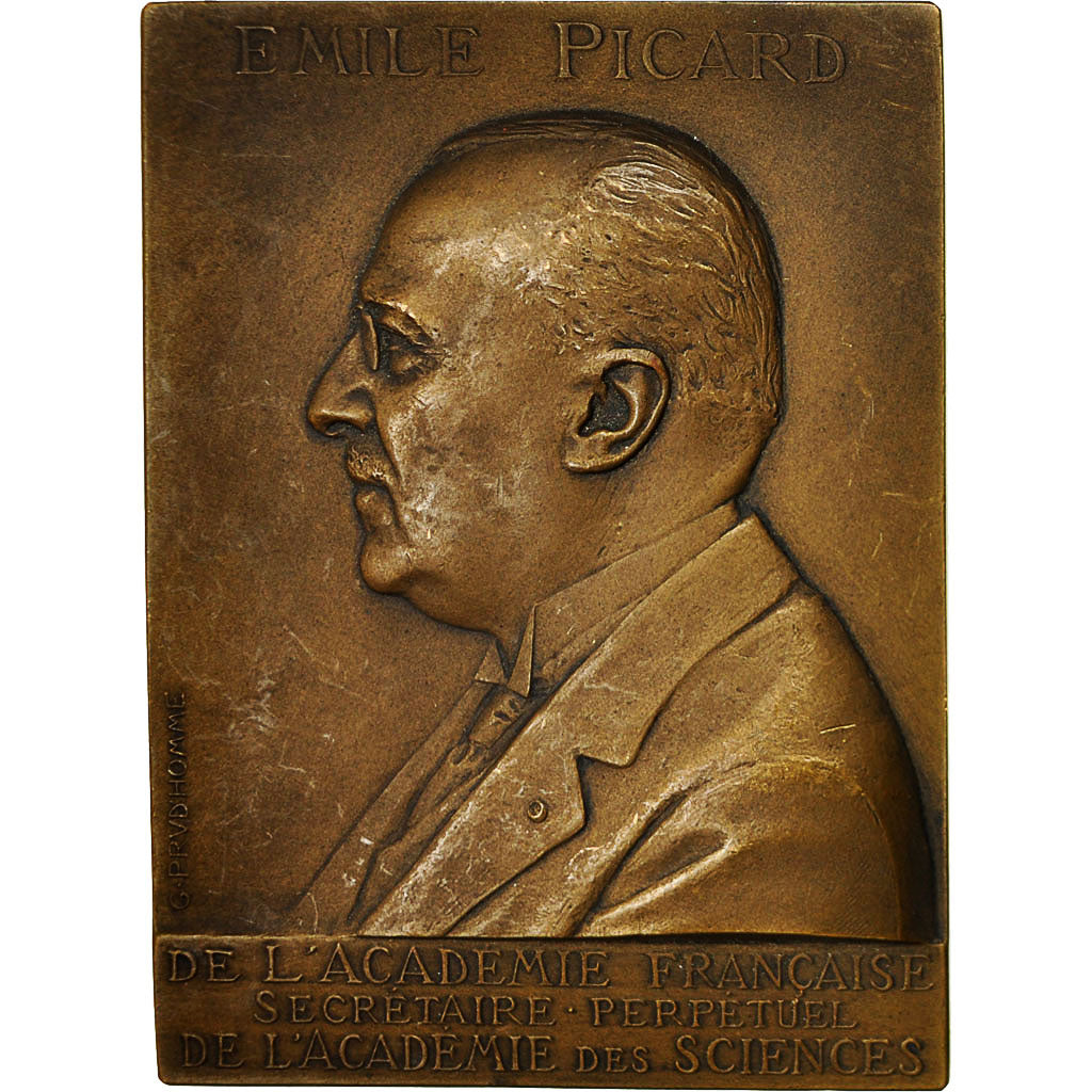 France, Medal, Professeur Emile Picard, Sorbonne, 1927, Prud'homme.G, SUP+
