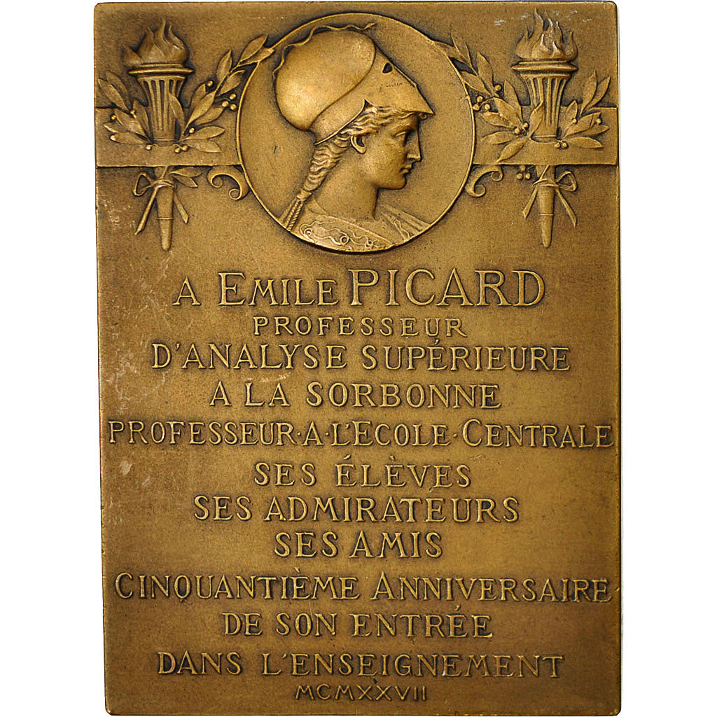 France, Medal, Professeur Emile Picard, Sorbonne, 1927, Prud'homme.G, SUP+