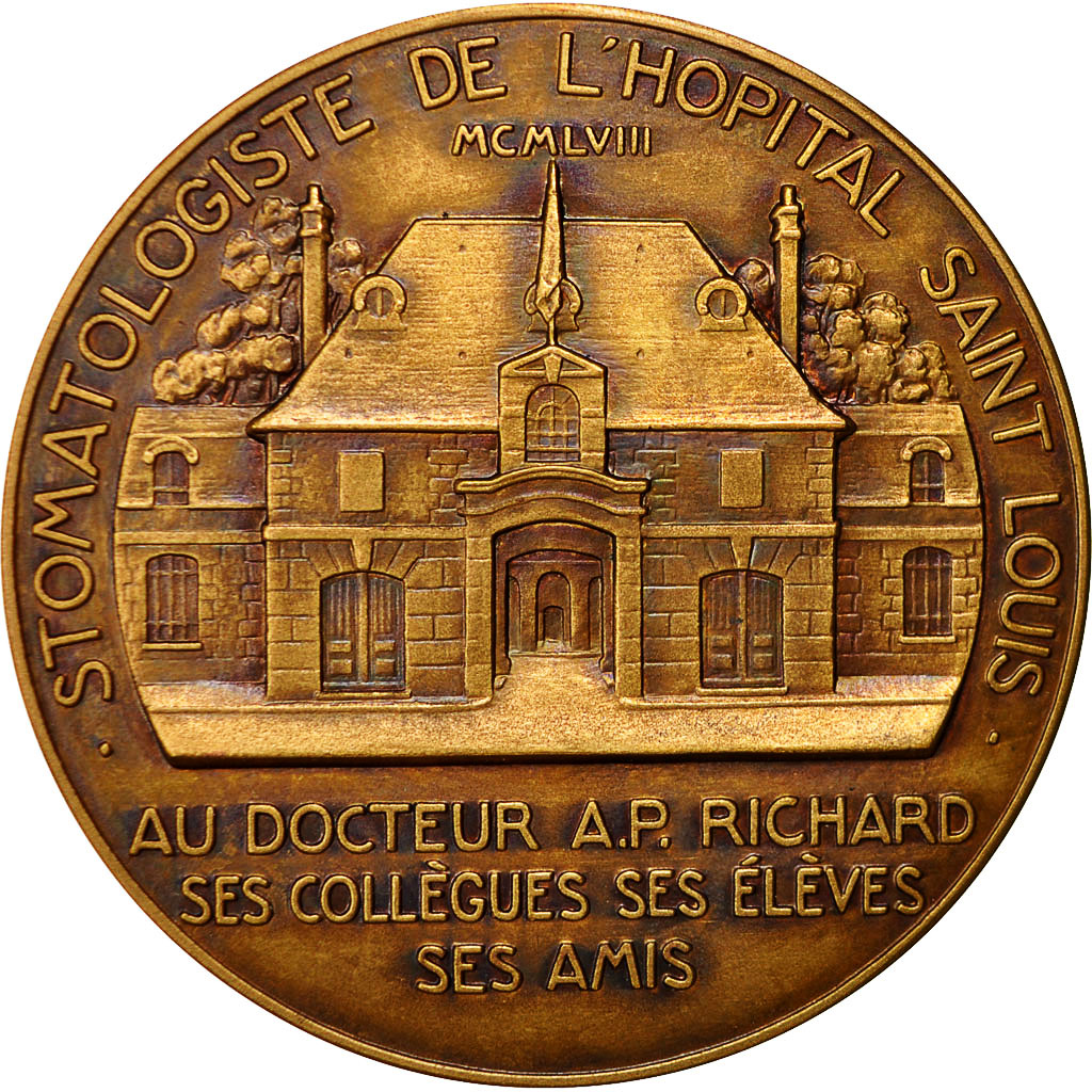 France, Medal, Docteur A.P.Richard, Hopital Saint Louis, 1958, Turin, SPL