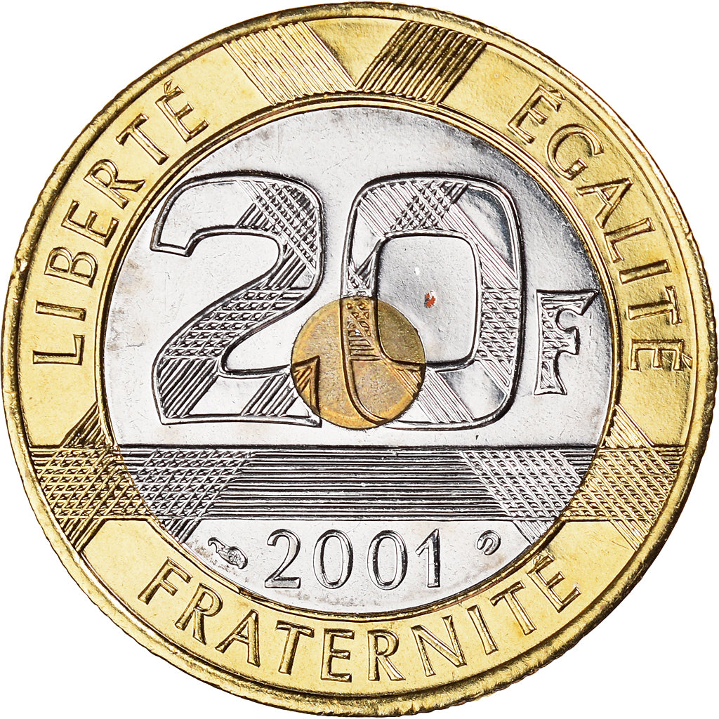 Moneta, Francia, Mont Saint Michel, 20 Francs, 2001, BU, FDC, Tri-metallico