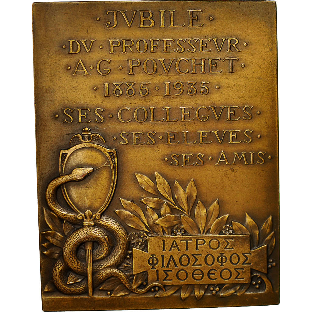 France, Medal, Jubilé du Professeur A.G.Pouchet, Prud'homme.G, MS(63), Bronze