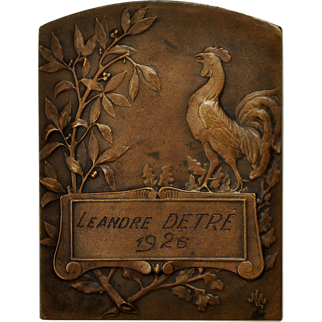 France, Medal, Le Coq Français, Léandre Detre, 1926, MS(60-62), Bronze