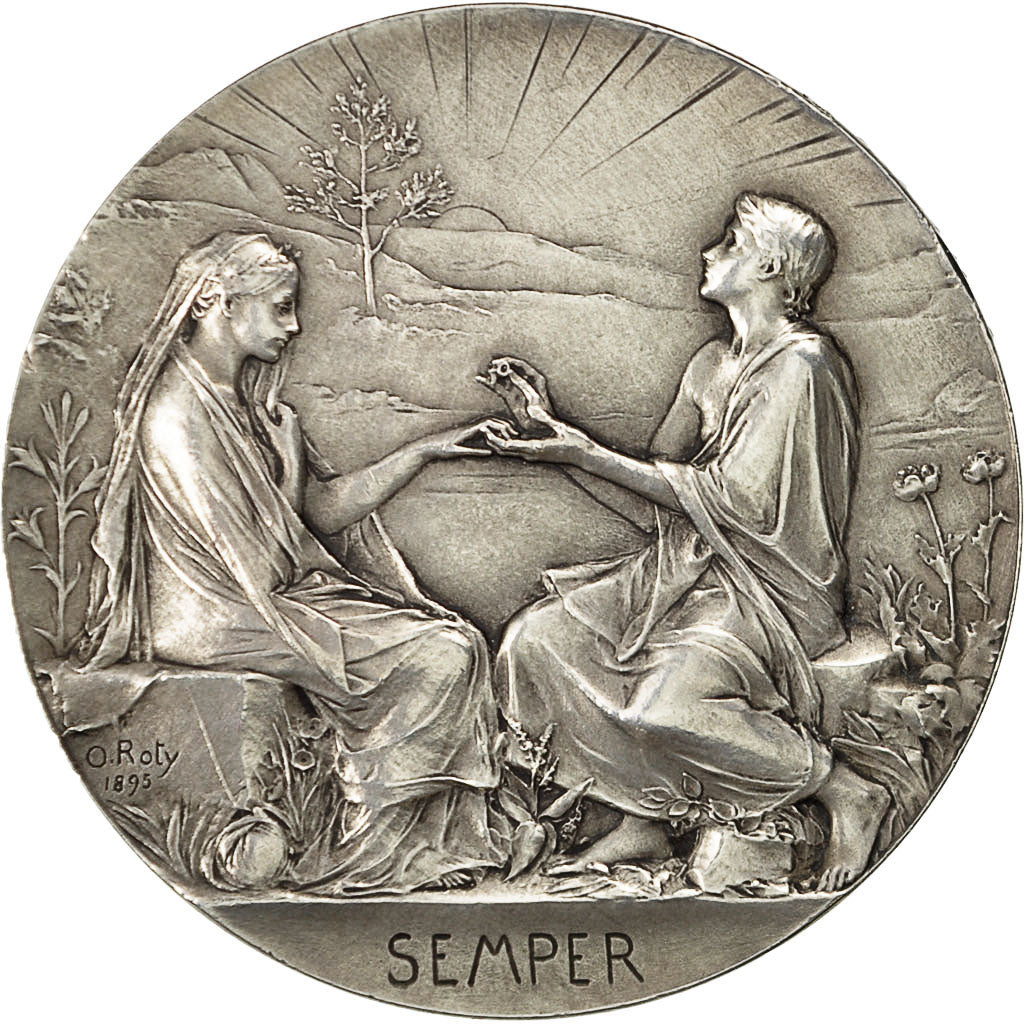 France, Medal, Médaille de mariage, 1900, Roty, MS(60-62), Silver