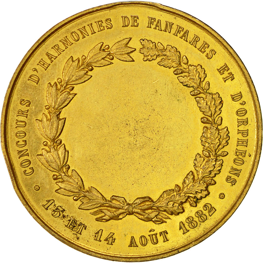 Francja, Medal, Concours Musical, Ville de Roubaix, 1882, AU(55-58), Pokryty