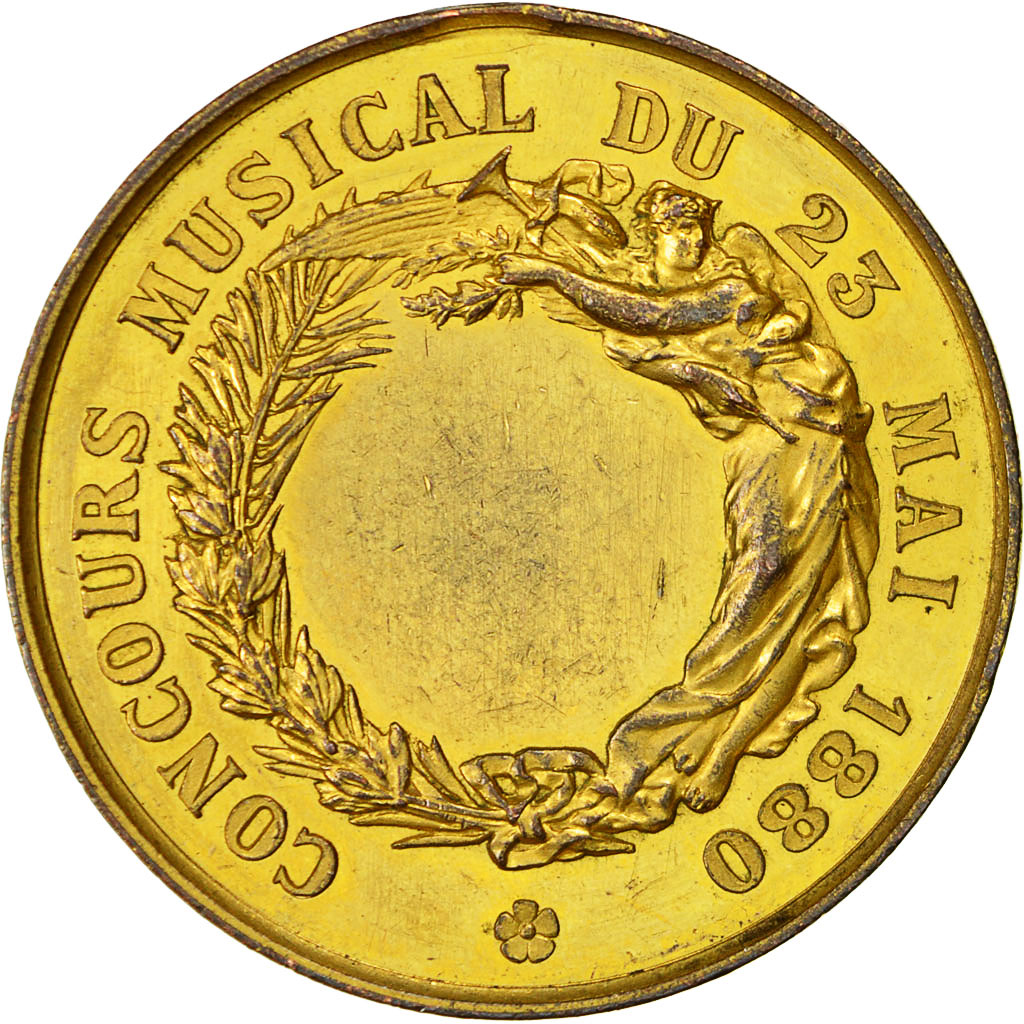France, Medal, Concours Musical, Ville de Bar-le-Duc, 1880, AU(55-58), Gilt